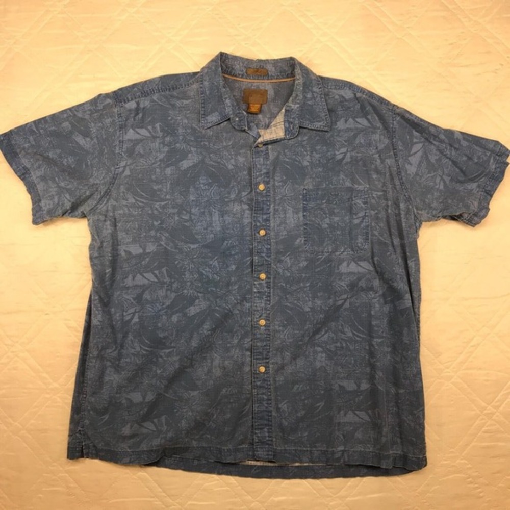 Trekker Crosshatch‎ Men's XXL Short Sleeve Button Shirt - Blue Hawaiian Print